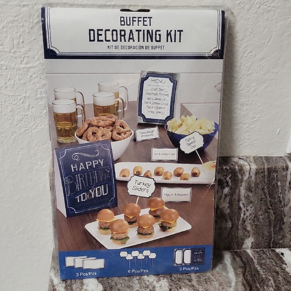 Amscan Blue and White Buffet Decorating Kit HAPPY Birthday